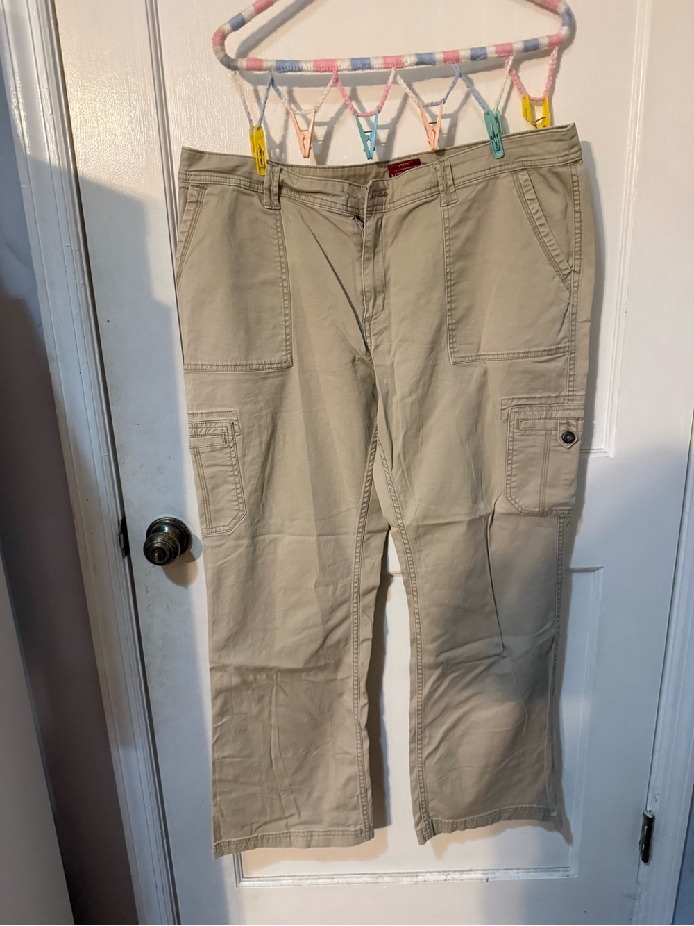 Merona Women’s Khaki Cargo Utility Pants Size 18W Stretch